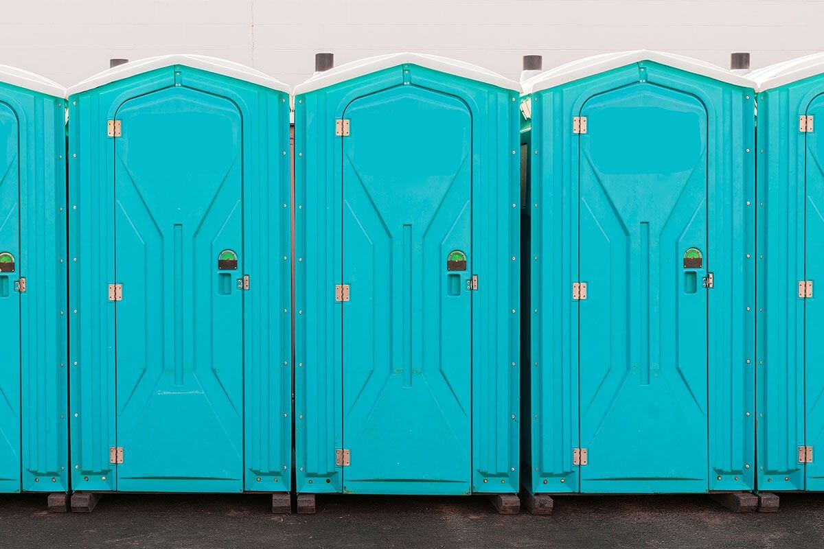 Industrial portable restroom units at a plant in Lancaster, Pennsylvania